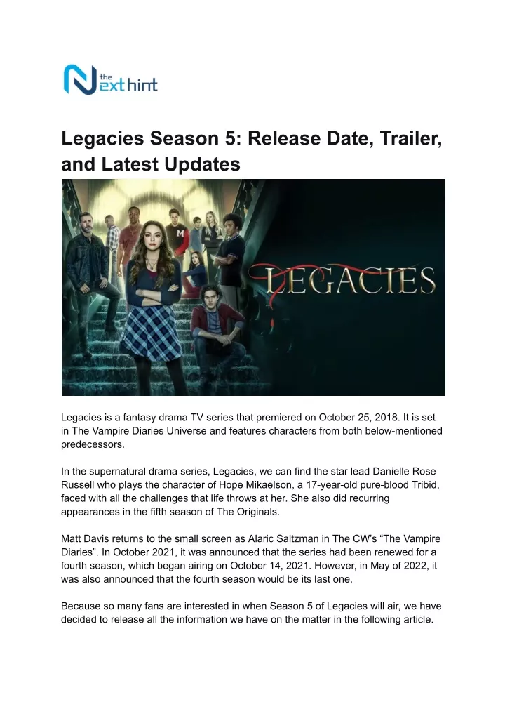legacies season 5 release date trailer and latest