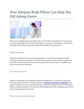 how sleepsia body pillow can help you fall asleep
