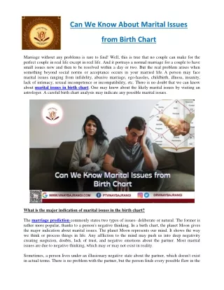 can we know about marital issues
