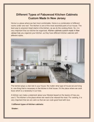 Different types of Fabuwood kitchen cabinets custom made in New Jersey