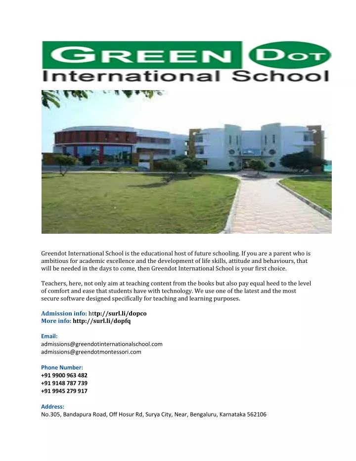 greendot international school is the educational