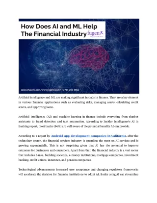 How Does AI and ML Help The Financial Industry