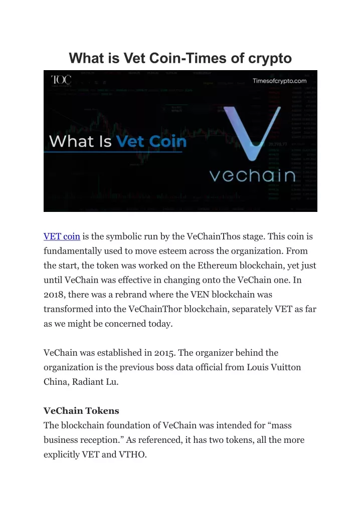 what is vet coin times of crypto