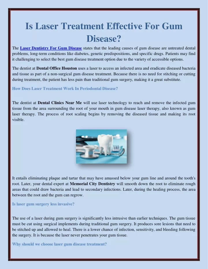is laser treatment effective for gum disease
