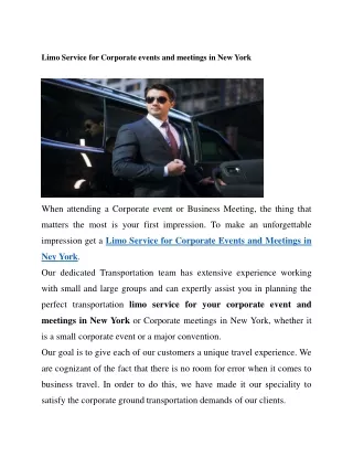 Limo Service for Corporate events and meetings in New York