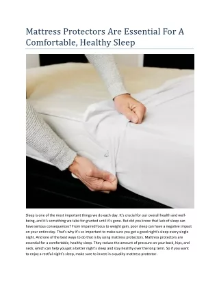 mattress protectors are essential