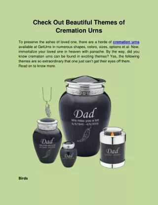 Check out Beautiful Themes of Cremation Urns