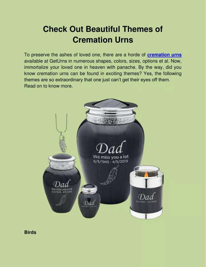 check out beautiful themes of cremation urns