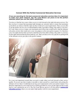 connect with the perfect commercial relocation