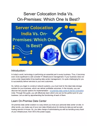 server colocation india vs on premises which