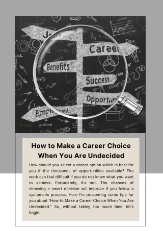 How to Make a Career Choice When You Are Undecided