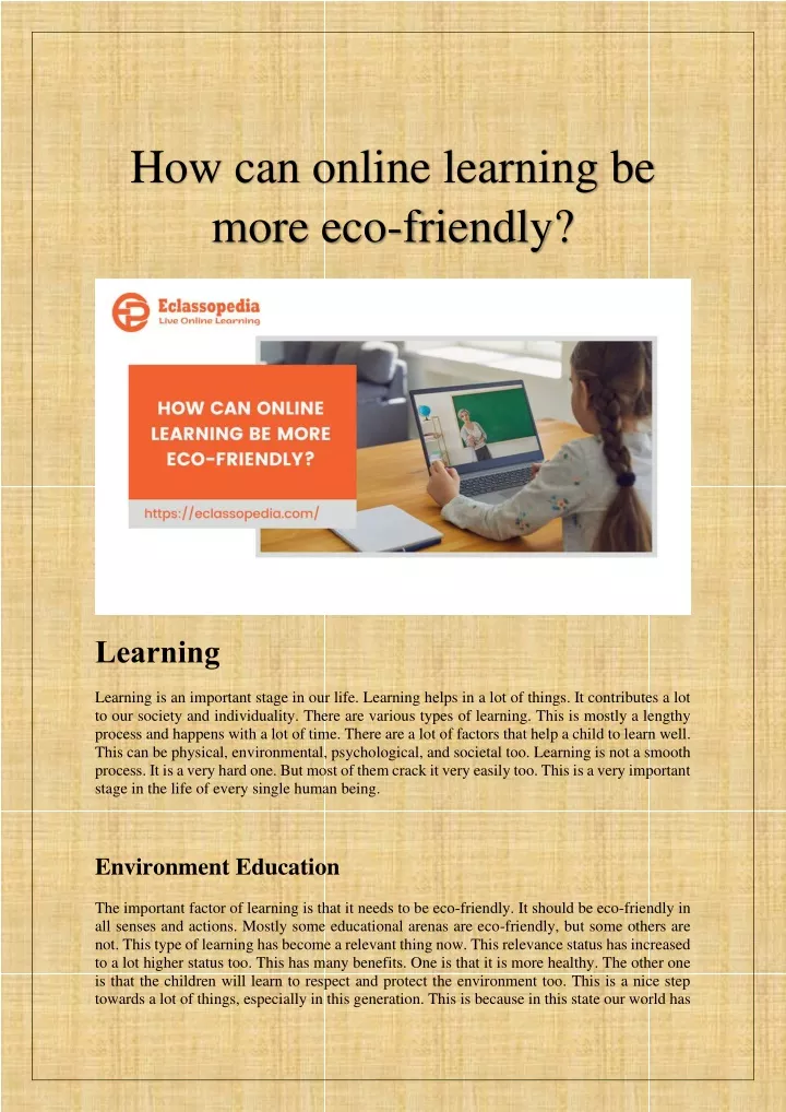 how can online learning be more eco friendly