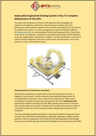 impeccably engineered docking system