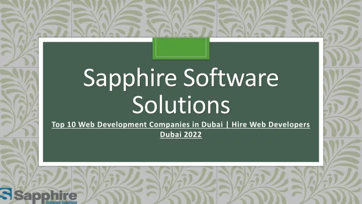 sapphire software solutions