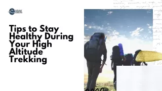 Tips to Stay Healthy During Your High Altitude Trekking