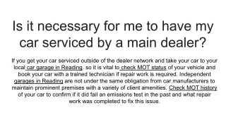 is it necessary for me to have my car serviced