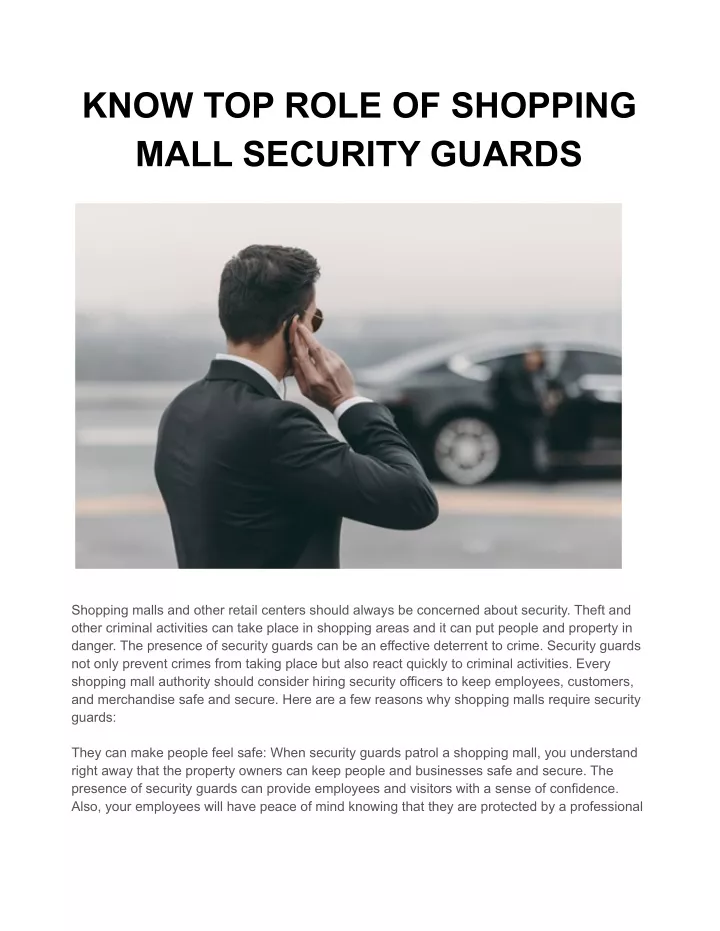 know top role of shopping mall security guards