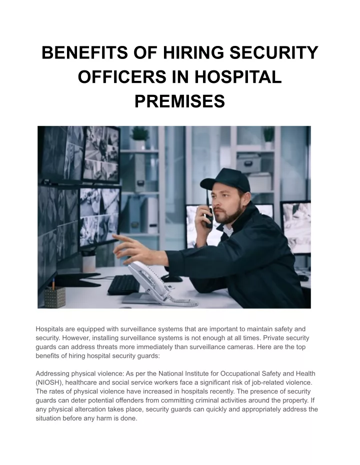 benefits of hiring security officers in hospital