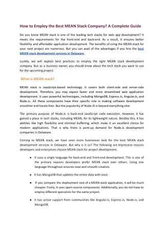 How to Employ the Best MEAN Stack Company_ A Complete Guide