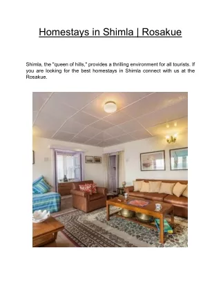 homestays in shimla rosakue