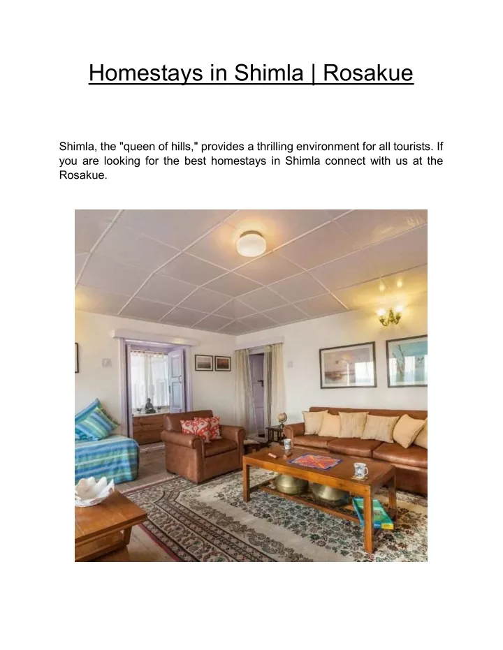 homestays in shimla rosakue