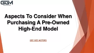 aspects to consider when purchasing a pre owned
