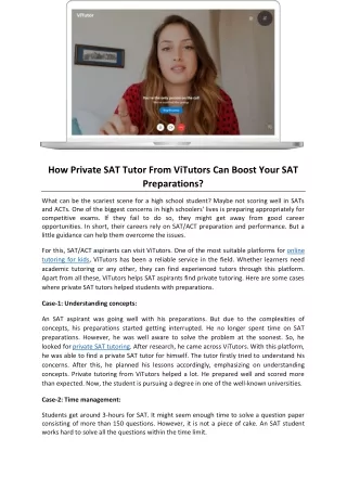 how private sat tutor from vitutors can boost