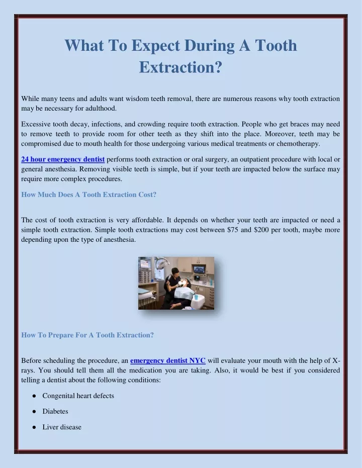 what to expect during a tooth extraction