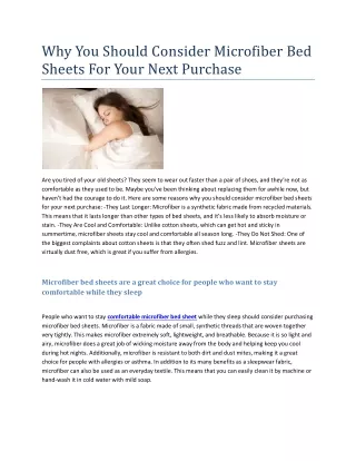 why you should consider microfiber bed sheets