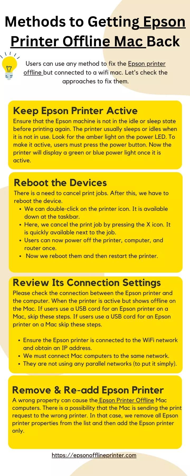 methods to getting epson printer offline mac back