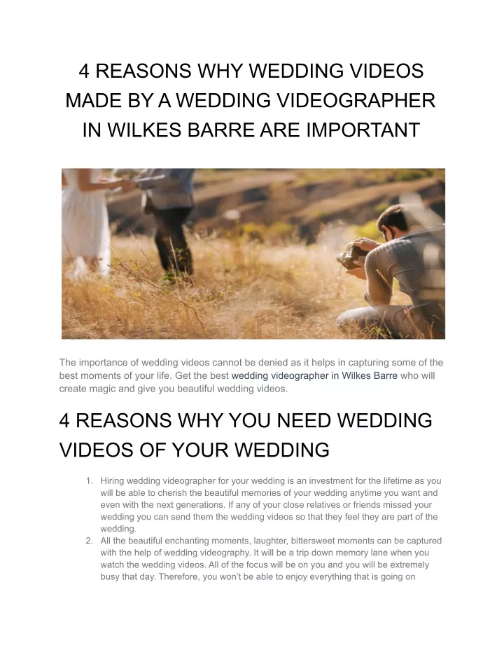 4 reasons why wedding videos made by a wedding