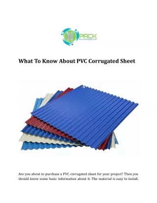 What To Know About PVC Corrugated Sheet