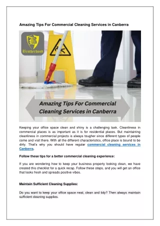 Amazing Tips For Commercial Cleaning Services in Canberra