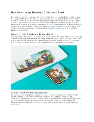 Steps to Write Story Books for Kid's