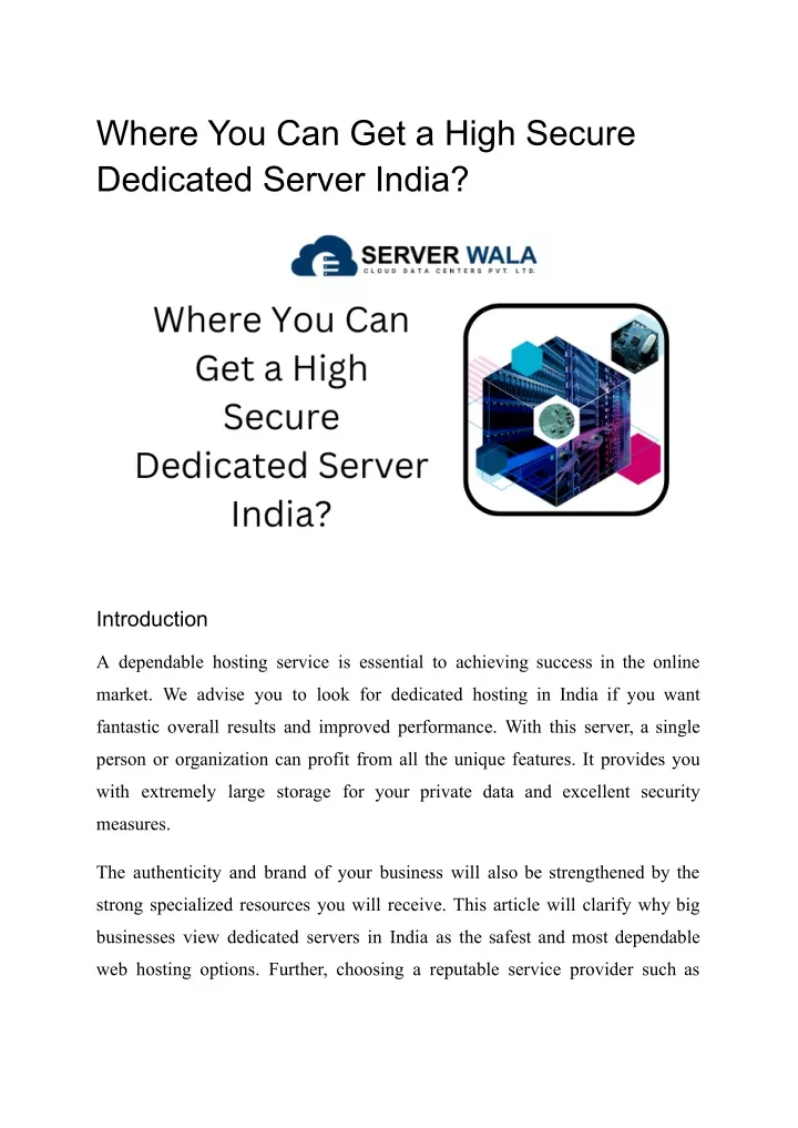 where you can get a high secure dedicated server