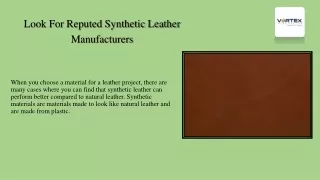 Look For Reputed Synthetic Leather Manufacturers