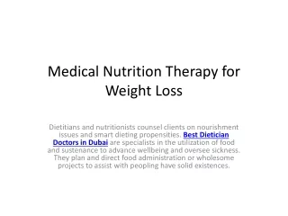 Medical Nutrition Therapy for Weight Loss  pdf sharing