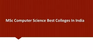 msc computer science best colleges in india