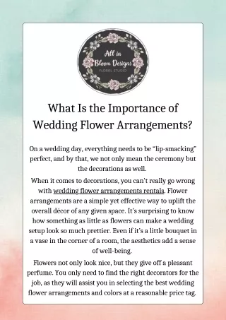 What Is the Importance of Wedding Flower Arrangements
