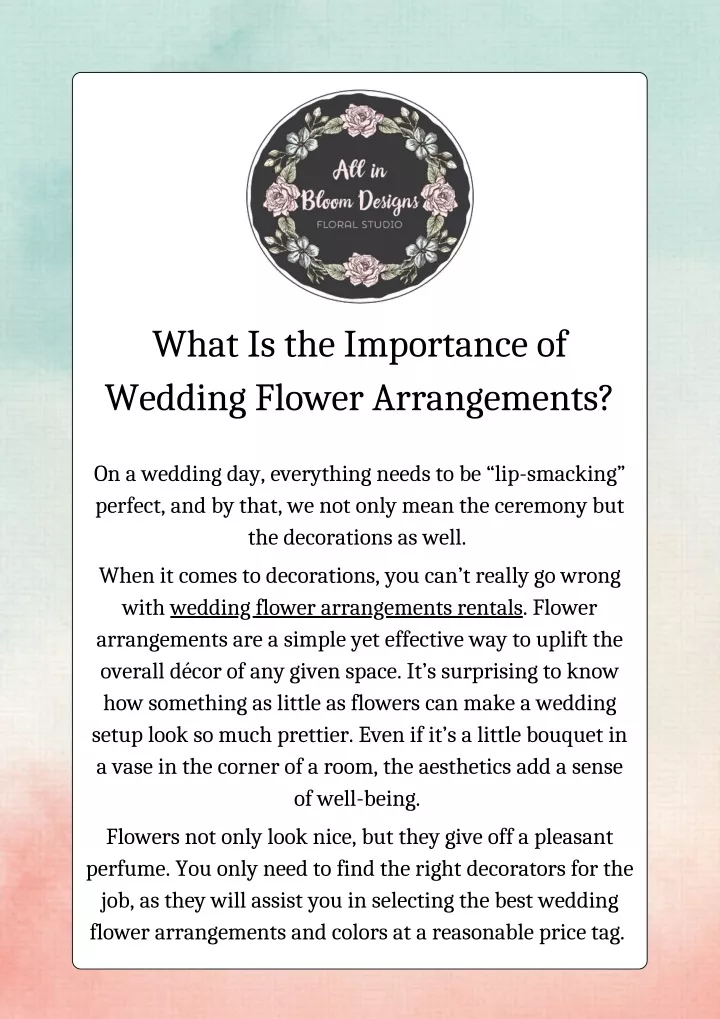 what is the importance of wedding flower
