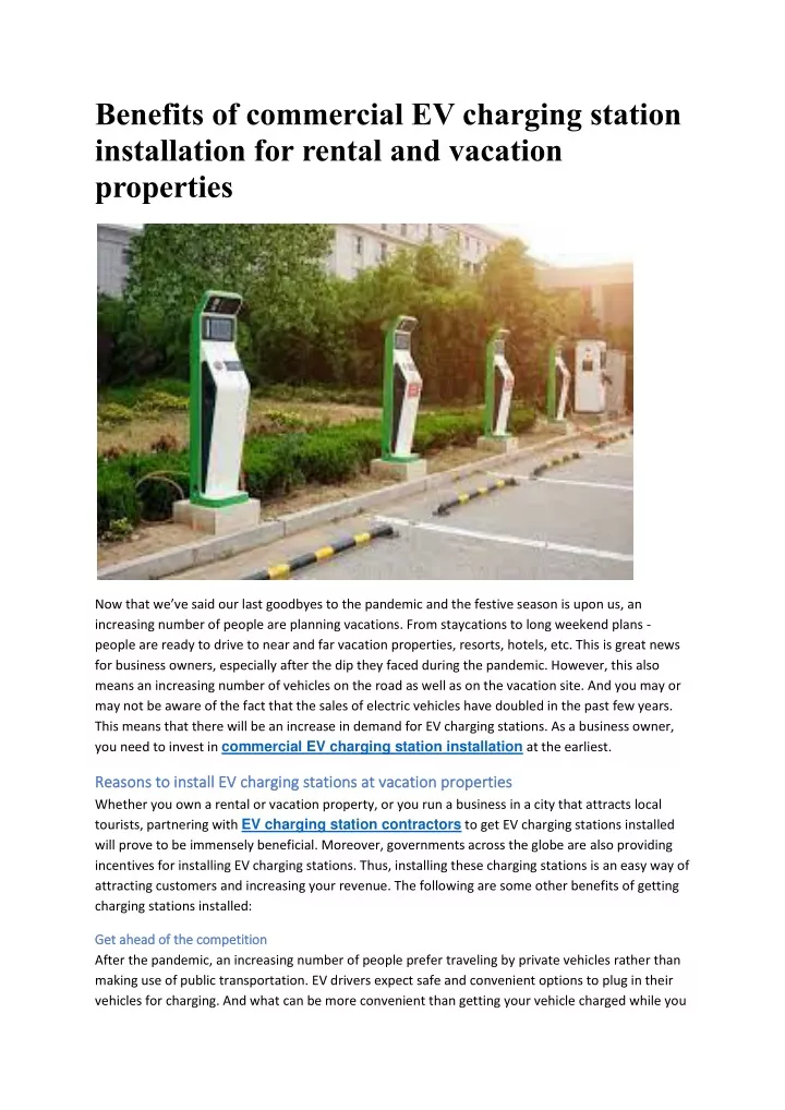 benefits of commercial ev charging station