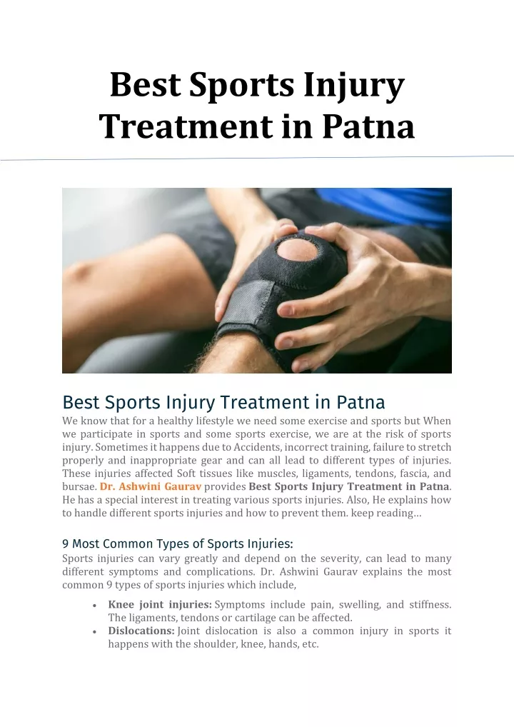 best sports injury treatment in patna