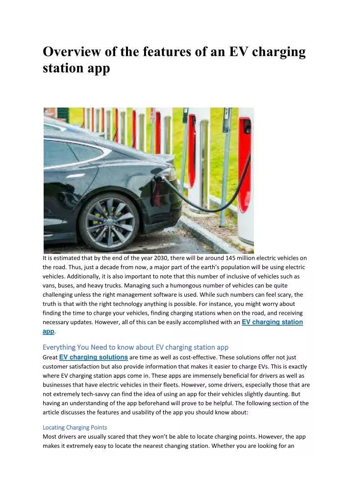 overview of the features of an ev charging