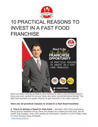 10 PRACTICAL REASONS TO INVEST IN A FAST FOOD FRANCHISE