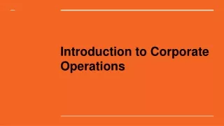introduction to corporate operations