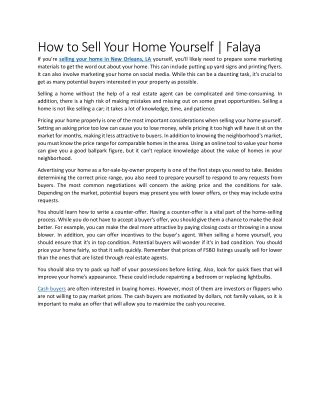 how to sell your home yourself falaya