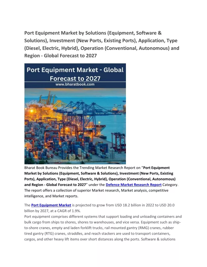 port equipment market by solutions equipment