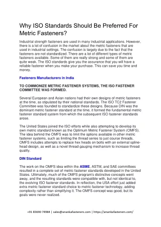 why iso standards should be preferred for metric