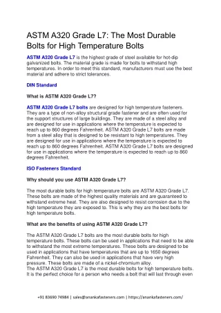 astm a320 grade l7 the most durable bolts