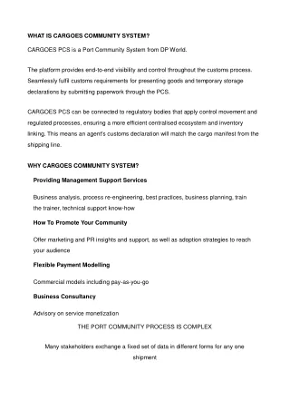 what is cargoes community system